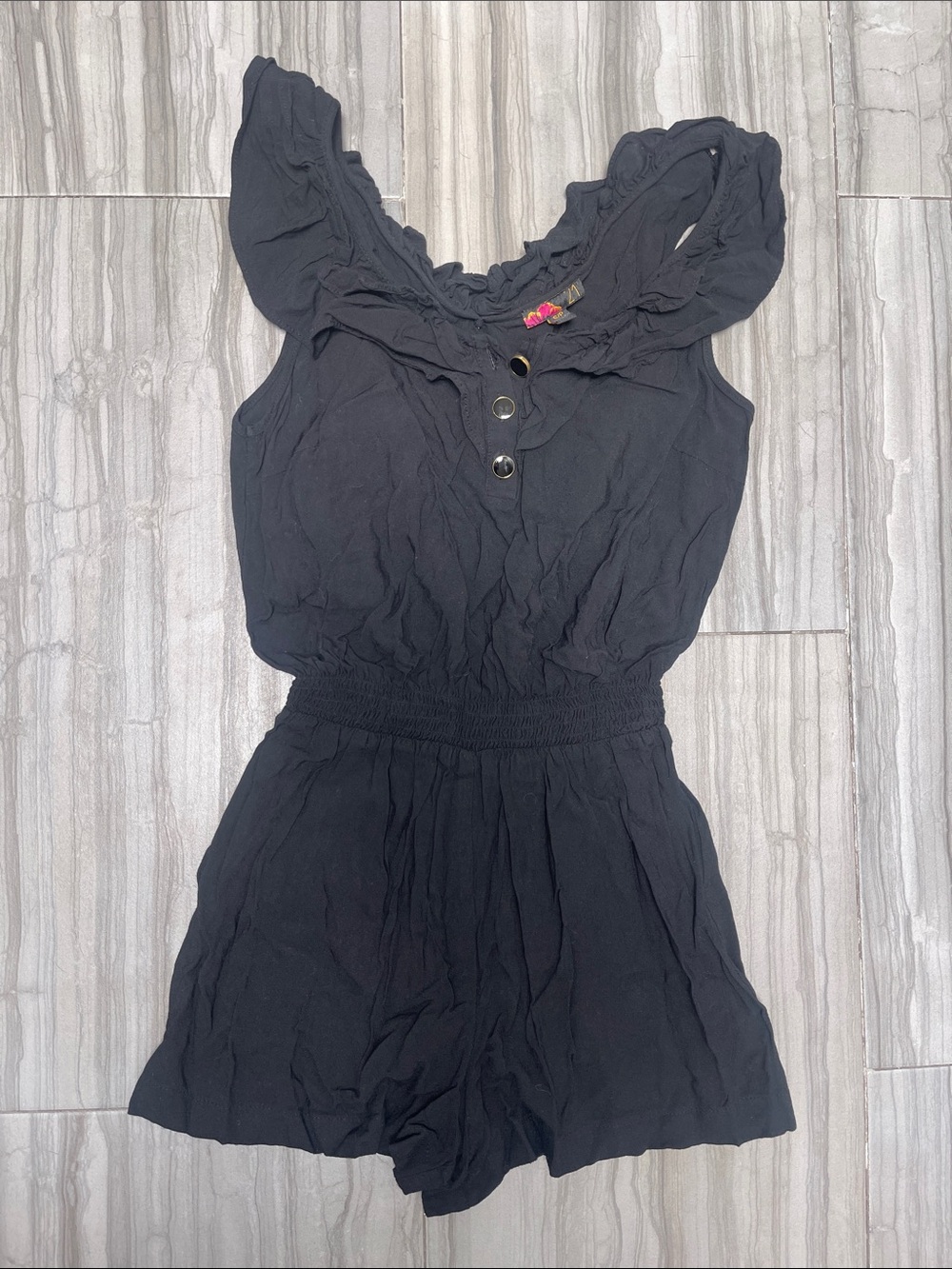 Forever 21 Black Ruffle-Neck Romper Shorts
